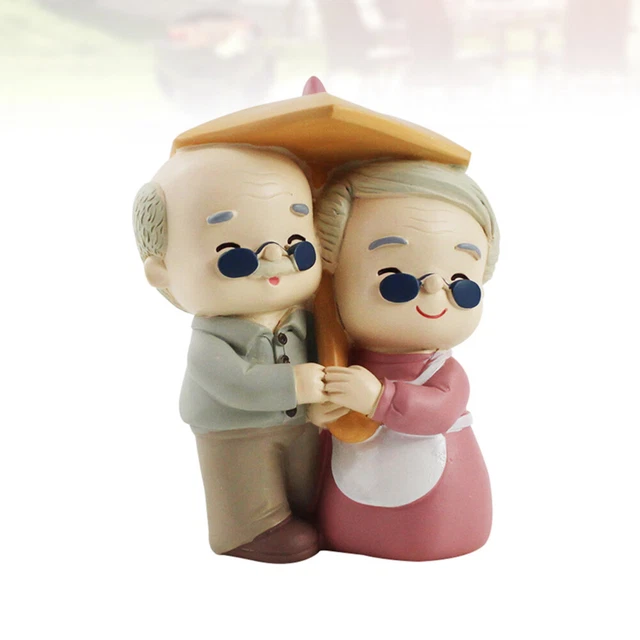 Couple D'amoureux Figurines En Résine De Personnes Âgées Haut-de-forme
