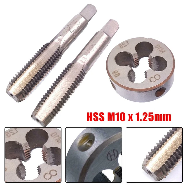 HSS M10 × 1.25mm Taper & Plug Tap & M10 × 1.25mm Die Metric Thread Right Hand