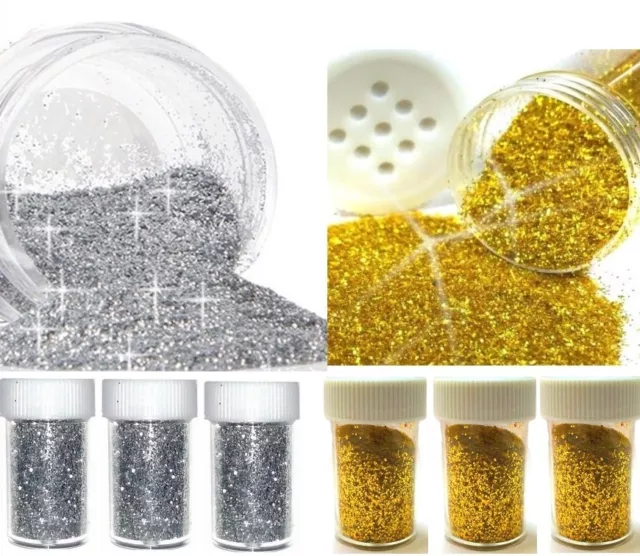 Silber Gold Glitzerpulver Glimmer Streudose Glitter Puder Deko Nail Art 2