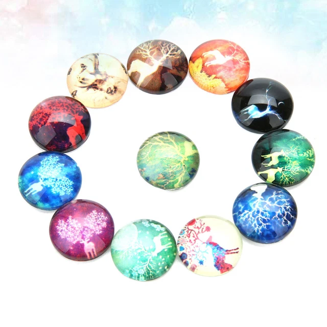 40 PCS Flat Back Glass Flat Back Buttons Circle Earrings Cobblestone