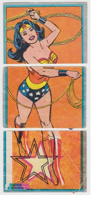 Wonder Woman - Vintage 3 Stickers Puzzle Set - Cromy Very Rare Argentina 1985