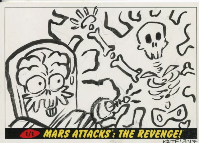 Mars Attacks The Revenge Panoramic Sketch Card By Kate Carleton