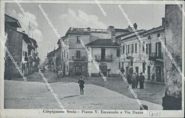 bt72 cartolina carpignano sesia piazza v. emanuele e via dante novara piemonte