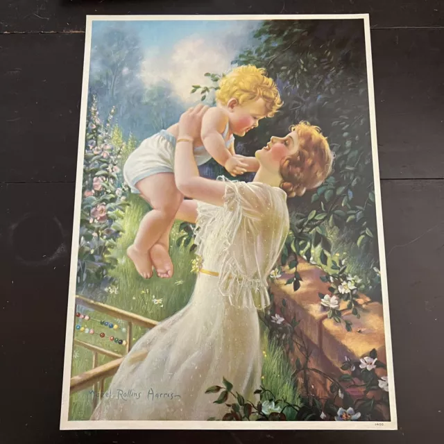 1930s Calendar Sample Litho Mother & Child 12x16.5 Vibrant Mabel Rollins Harris