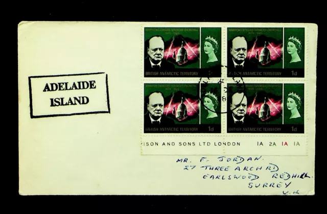 Sephil Br. Antarctic Terr. Adelaide Island 1968 B4 Sir Churchill On Cover To Gb