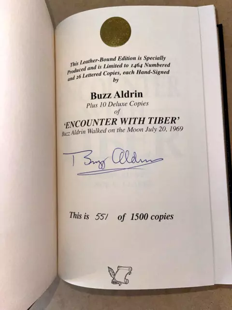 Buzz Aldrin Autograph Signed Encounter With Tiber Book Coa Space Nasa Moon 551