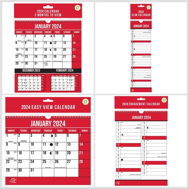 2024 WALL Slim Calendar, Large Month to View Planner, Easy View