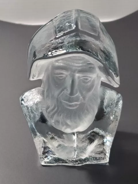 Viking Clear Art Glass Sea Captain Paperweight Hand Made Stamped