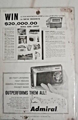 Admiral 1958 Vecchio Vintage Admiral 7 Transistor Tasca Radio Carta Firmare Adv Chicago 