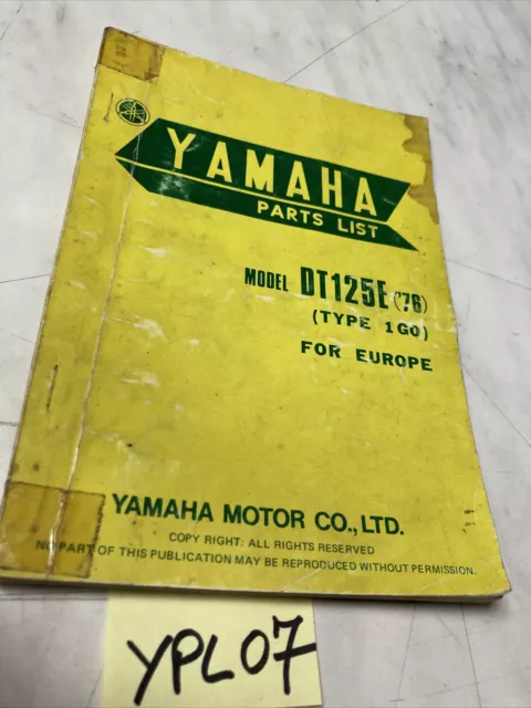 Yamaha DT125E 1G0 1976 125 DTE catalogue pièces détachées parts list 125 DT E