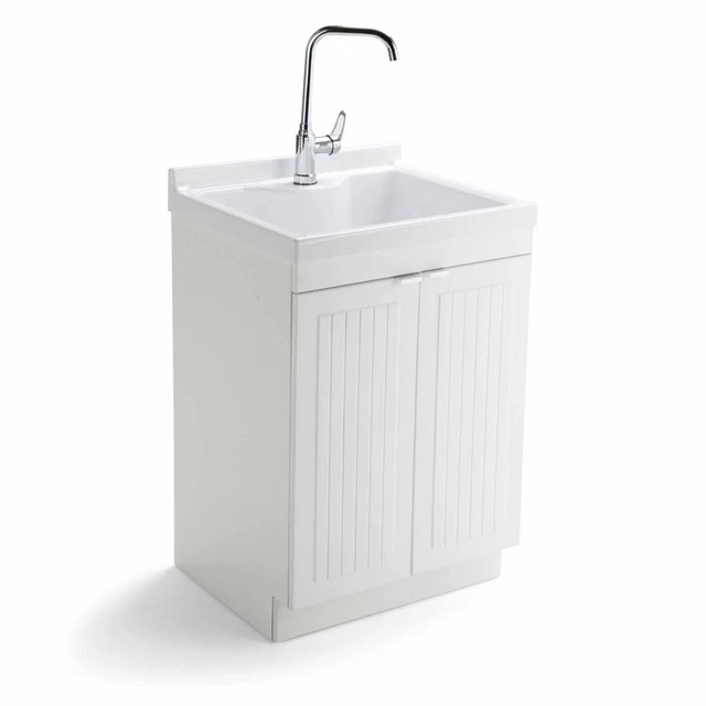 Simplihome Murphy Traditional 24" Laundry Cabinet With Faucet And Abs Sink