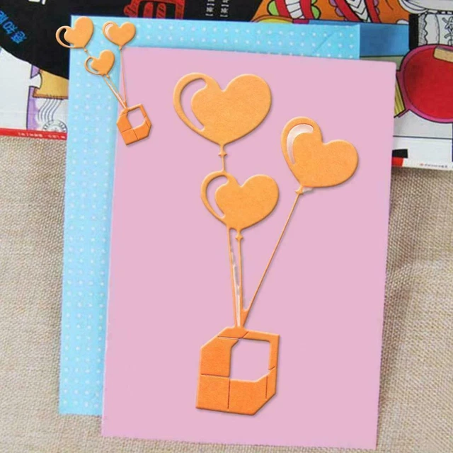 Troqueles de corte de metal globo de amor corazón para álbumes de recortes hágalo usted mismo E2A2