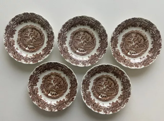 Lot of 5 Vintage Booths Saucers England “British Scenery” Scalloped,A8024