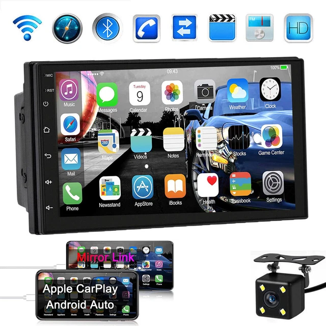 7"Car Apple Carplay Radio Android Auto Double Touch Screen Stereo Bluetooth 2Din