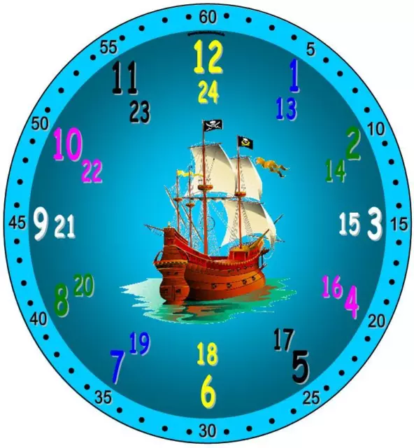 Kinder Wanduhr Lernuhr Uhr Einschulung Pirat Hexe Anker Tiger Auto Schildkröte