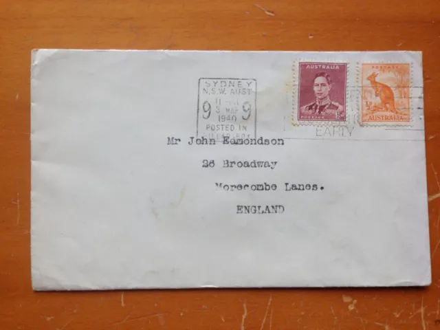 1940 Australia Kgvi & Kangaroo Sydney Nsw Machine Cancel