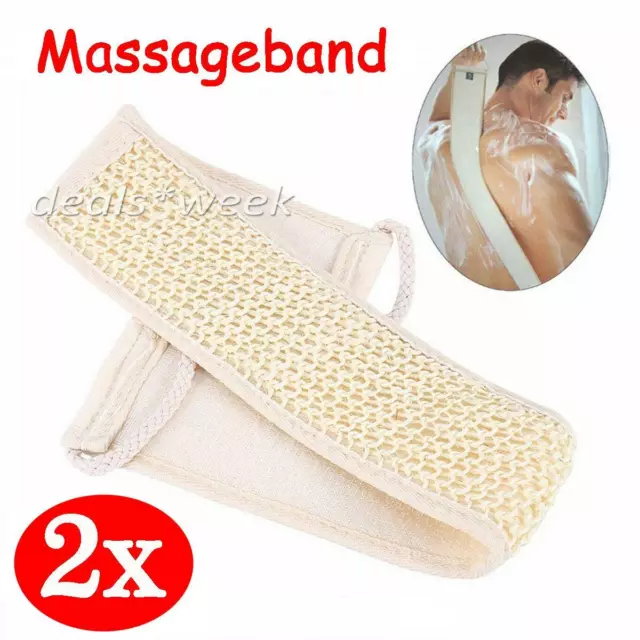 2x Luffa Massageband Luffaschwamm Peeling Rückenband Rückenbürste Bad Dusche DE