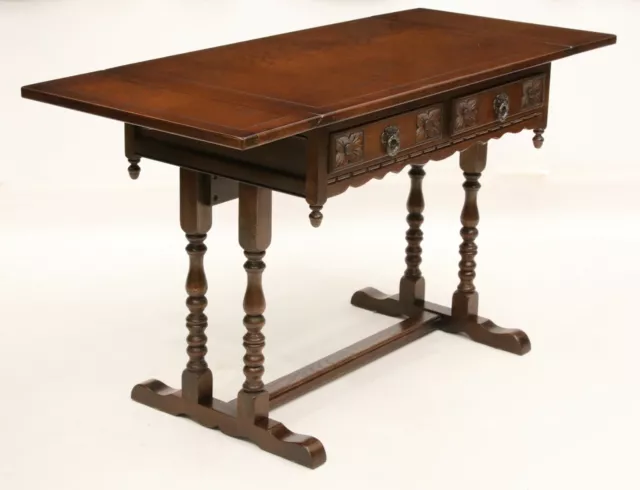 Old Charm Oak Sofa Table With 2 Drawers Twin Flaps Tudor Brown FREE UK Delivery
