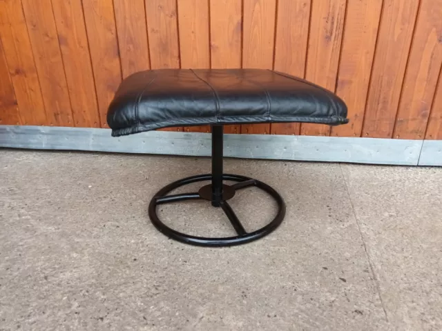 Hocker Leder Vintage 60er Fußhocker Retro Ottomane Pouf Westnofa Ära Denmark A4