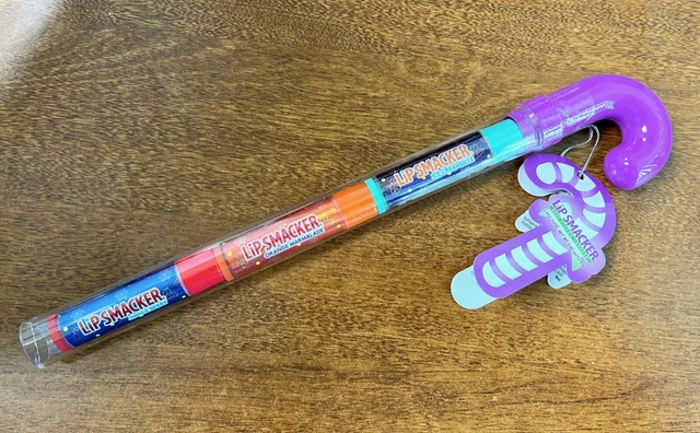 Holiday Lip Smacker Lip Balm Candy Cane Tube Trio set  with Holographic Labels