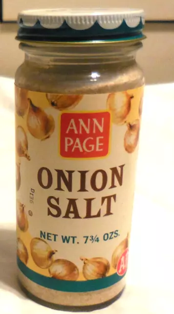 1 Ann Page Onion Salt Glass Jar A& P 7 3/4 Ozs Advertising New York NY VTG