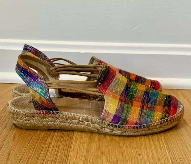 Toni Pons Nina Rainbow Plaid Espadrilles Sandals Wedge Size EU 40 US 9 3