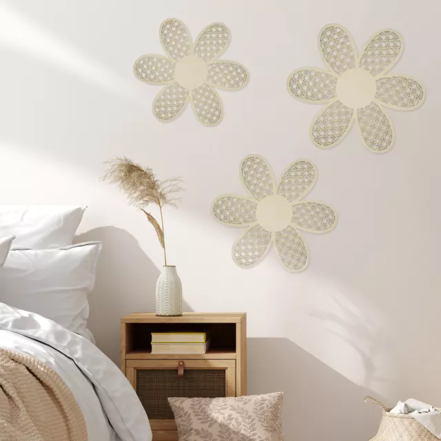 3X Daisy Wall Decor Set Wooden Daisy Wall Hanging Art Elegant Daisy Wall Decorྲྀ