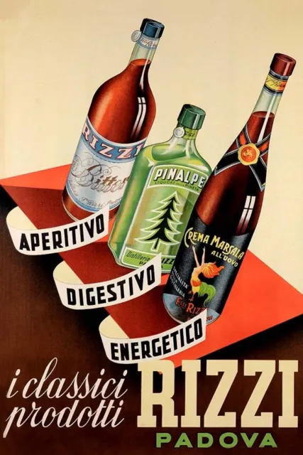 Poster Manifesto Locandina Pubblicitaria Stampa Vintage Aperitivo Drink Bevande