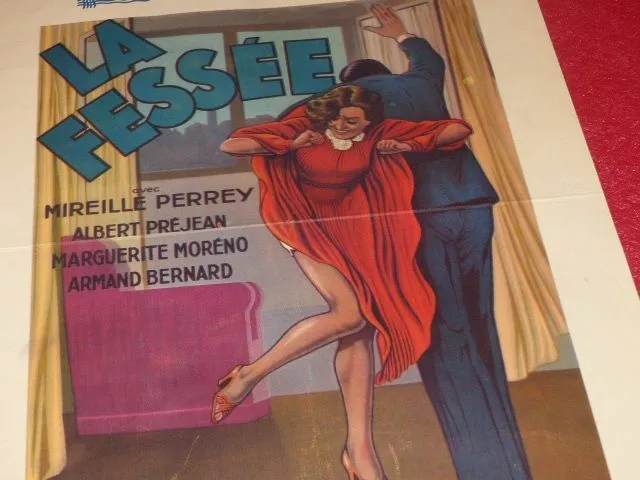 CINEMA AFFICHE ORIGINALE BELGE - LA FESSEE - PERREY PREJEAN MORENO 1937 Rare!