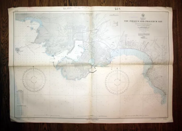 1930 Méditerranée Mer Grèce The Piraeus Phalerum Baie Grèce Map Carte