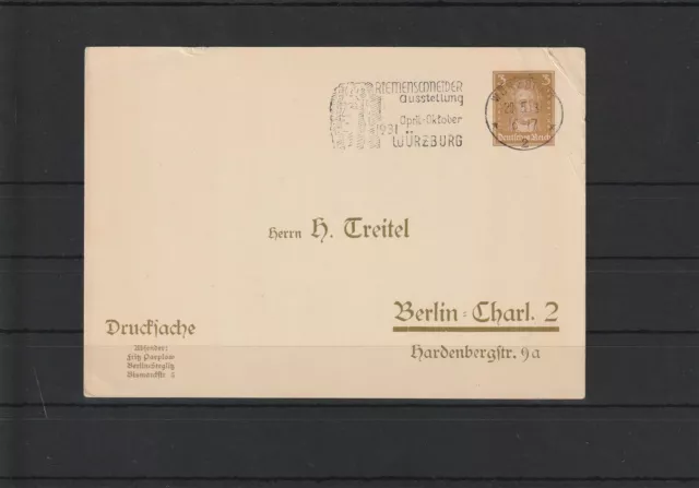 Deutsches Reich Privat-Ganzsache Karte Werbestempel Würzburg, 1931 #1101023