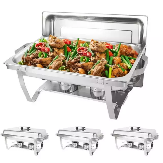 Chafing Dish Stainless Steel Buffet Set Food Chafer Warmer Catering 4 Pack 8QT