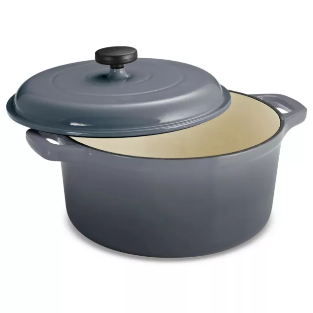 Enameled Cast Iron 6.5 Quart Round Dutch Oven, Gray