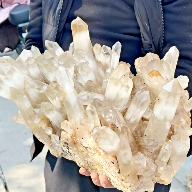 42LB Large Natural White Clear Quartz Crystal Cluster Rough Healing Specimen