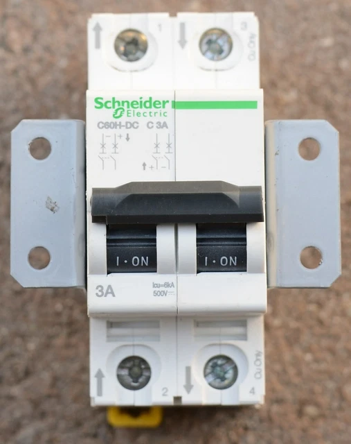Schneider Electric MGN61523 C60H-DC C 3A 2-Pole 3Amp 500VDC Circuit Breaker