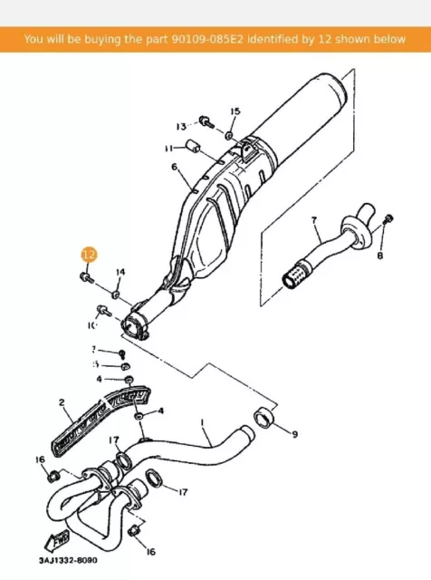 YAMAHA Bolt, 90109-085E2 OEM TDR250 WR125X XT600 TDM850 XJR1200 XT660X XT600E