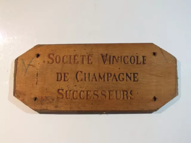 + Ancienne plaque en bois Société vinicole de Champagne (caisse, transports) +