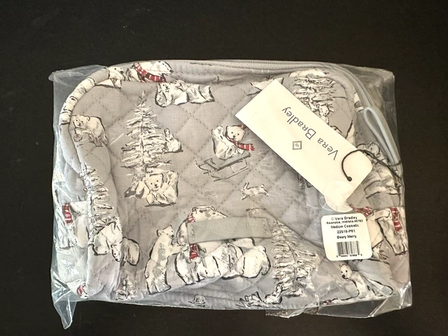 BRAND NEW Vera Bradley BEARY MERRY Medium Cosmetic Quilted Case
