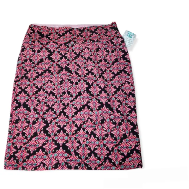 LuLaRoe cassie size 2xl pencil diamond aztec print black multicolor Skirt