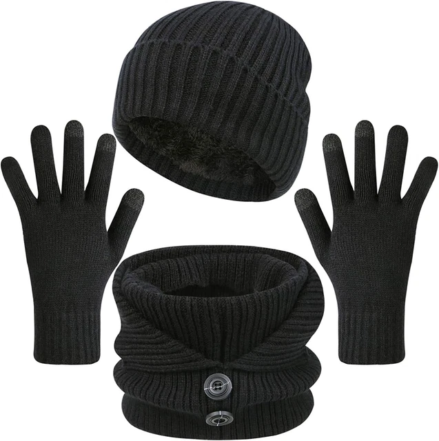 Conjunto de guantes de bufanda de gorro de invierno para hombres y mujeres