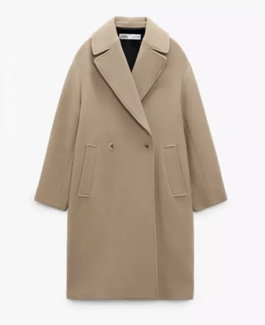 Zara Oversized Coat Camel Size S Wool Blend New With Tags Sold Out💐