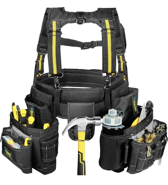 Bravex Tool Belt Tool Vest 20 Bags 1200D Ballistic Nylon For Framers Carpenter