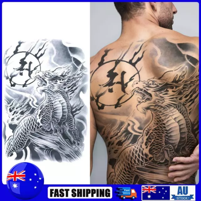 Art Fake Tattoo Dragon Wolf Black Tattoo Set for Boys Girls Lover (Style 4)