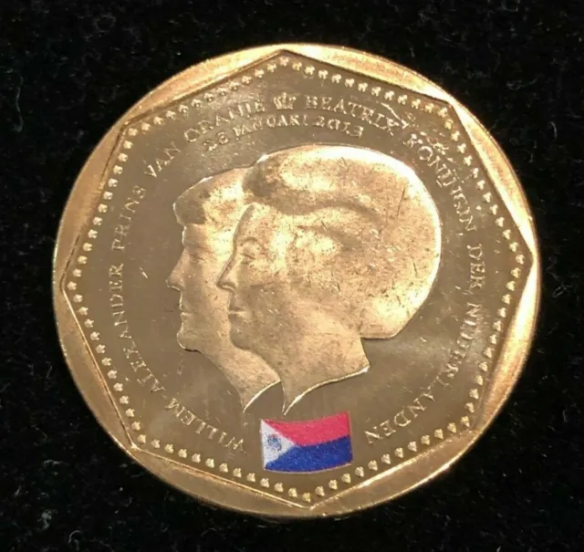 NETHERLANDS ANTILLES 5 Gulden 2013, Queen Beatrix Abdication Sint Maarten, UNC