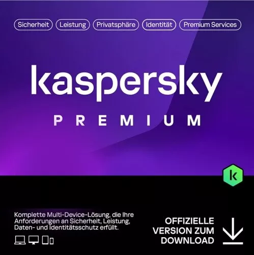 Kaspersky Premium 2023, 1/3/5/10/20 Geräte - 1 oder 2 Jahre, Download
