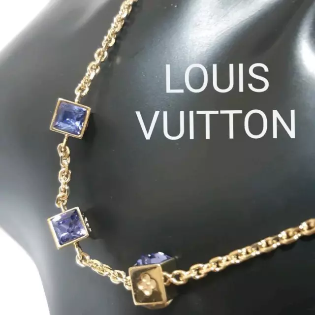 Louis Vuitton Collier Gamble Necklace Gold Logo & Cube Swarovski M65096  Japan