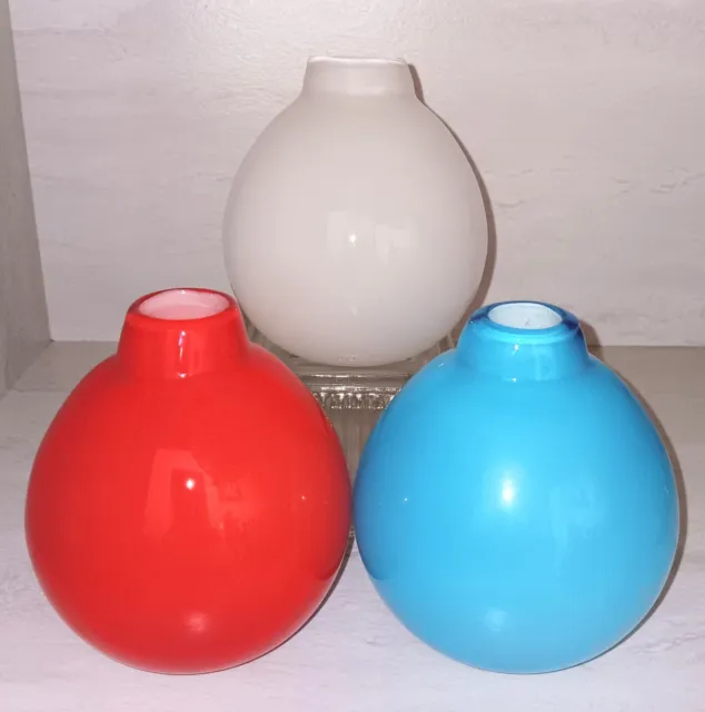 West Elm Holmegaard Kastrup Red White Blue Set Vases MCM Teardrop Style EUC VHTF