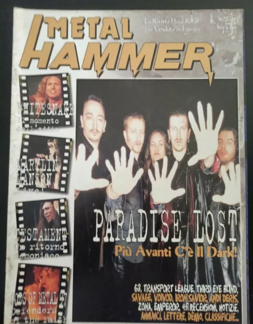 METAL HAMMER Rivista Heavy Magazine N° 7 - PARADISE LOST WHITESNAKE Italy 1997