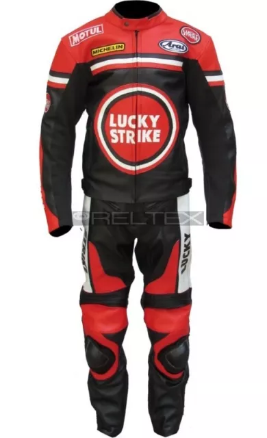 LUCKY STRIKE Red & Black Sports CE Motorcycle Biker LEATHER SUIT EU52 LARGE 42"