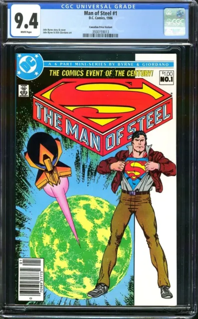 Superman Man Of Steel #1 1986 Canadian Price Variant Cgc 9.4 John Byrne